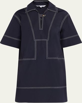 Veronica Beard Phelix Cotton Poplin Mini Tunic Dress