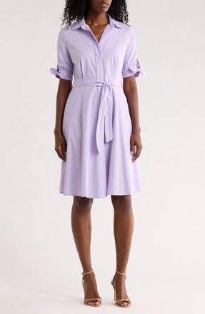 Calvin Klein Solid Cotton Shoulder Tie Shirtdress in Opal at Nordstrom Rack, Size 12