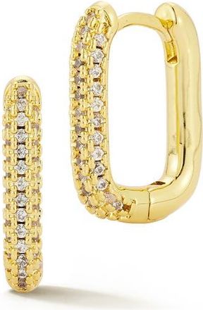 Glaze Jewelry Pav&eacute; Cubic Zirconia Oval Huggie Hoop Earrings in Gold at Nordstrom Rack