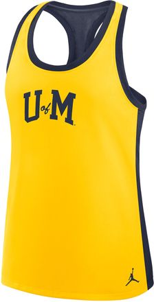 Nike Jordan Womens Michigan Jordan Brand Dri-FIT College Racerback Tank Top in Yellow | 0JE109SKMWN-A80