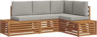 vidaXL Conjunto De Sof&aacute;s De Exterior 4 Pieza Gris Natural Y Claro Vidaxl