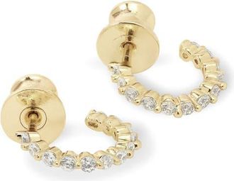 Melinda Maria Shes an Icon Huggie Hoop Earrings in Gold-White at Nordstrom