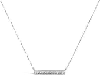 House of Brilliance Sterling Silver Diamond Accent Milgrain Bar Pendant Necklace at Nordstrom