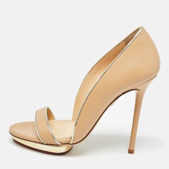 Charlotte Olympia Beige Leather Christine Pumps