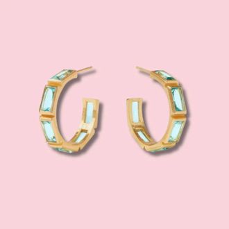 Julie Vos Womens Antonio Hoop Earrings In Bahamian Blue