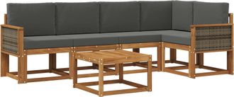 vidaXL Conjunto De Sof&aacute;s De Exterior 6 Uds. Natural Y Antracita Vidaxl