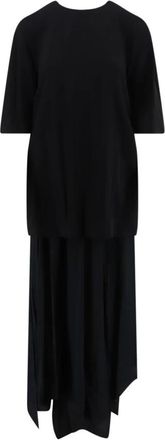 Semicouture Midi jurk met ronde hals - Dames - Casual kleedjes - Zwart - S - Kleedjes