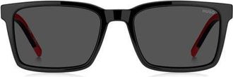 HUGO BOSS 55mm Rectangular Sunglasses in Black/Grey at Nordstrom