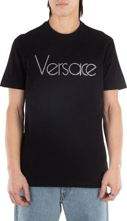 Versace Embellished-Logo T-Shirt, Size X-Large