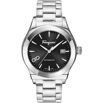 Ferragamo 1927 Automatic Bracelet Watch, 42mm in Black/Stainless Steel at Nordstrom Rack
