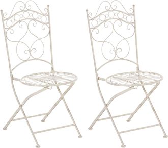 Clp Juego De 2 Sillas Para Jard&iacute;n Indra Plegables Crema Antiguo