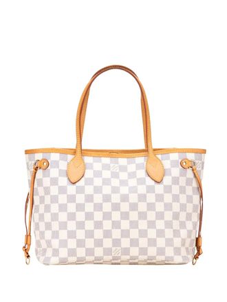 Louis Vuitton 2014 Damier Azur Neverfull PM tote bag - women - Leather/Canvas - One Size - White