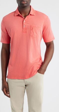 Johnnie-O Coastal Wash Original Pocket Polo in Cranberry at Nordstrom, Size Xx-Large