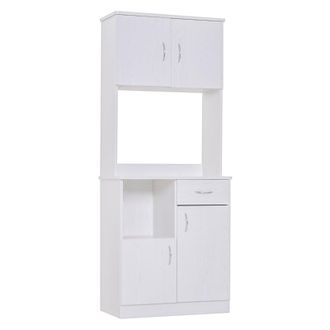 HOMCOM Freestanding Kitchen Cabinet Storage Unit Pantry Cupboard - White | TJ Hughes