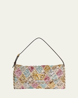 Valentino Garavani Vain Small Diamond Sequin-Embroidered Shoulder Bag