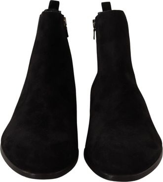 Dolce & Gabbana Black Suede Leather Chelsea Mens Boots Shoes