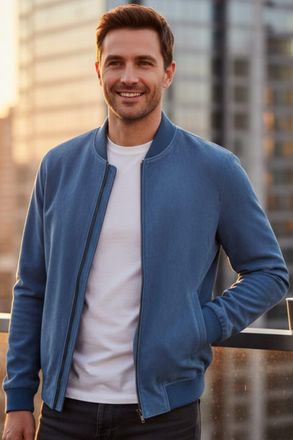 Infinity Leather Mens Blue Goat Suede MA-1 Bomber Jacket-North
