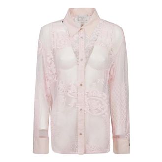 Forte_Forte Lace and Mesh Overshirt - female - Forte Forte - Shirts - Pink - S - Blouses & Shirts