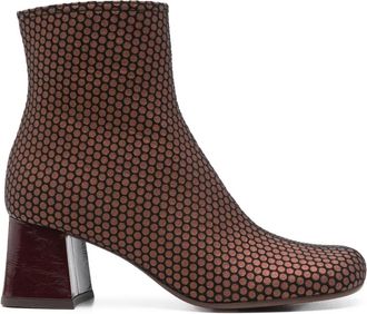 Chie Mihara 60 mm leren laarzen met blokhak en geperforeerde details - Bruin