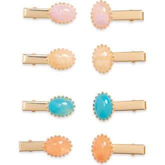 Tasha Assorted 8-Pack Cabochon Hair Clips in Orange Multi at Nordstrom