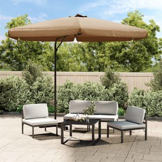 Berkfield Home Outdoor Parasol with Steel Pole 300 cm Taupe in Beige