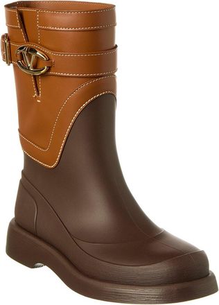 Valentino VLogo Rubber & Leather Rain Boot