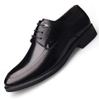 Generic Dress Oxford Shoes for Men Lace Up Round Apron Toe Derby Shoes Leather Block Heel Non Slip Low Top Anti-Slip Business(Black,10.5 UK)