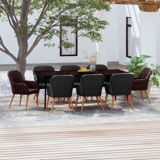 vidaXL Juego De Comedor De Jard&iacute;n 9 Piezas Con Cojines Negro Vidaxl