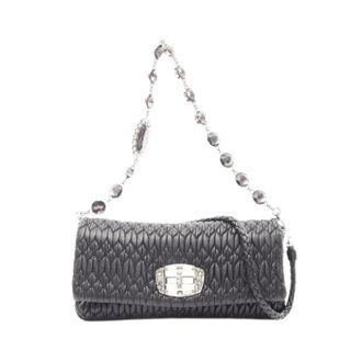 Miu Miu Pre-owned Clutches, female, Black, Size: ONE SIZE Pre-owned Nappa Crystal Leather Shoulder Bag
