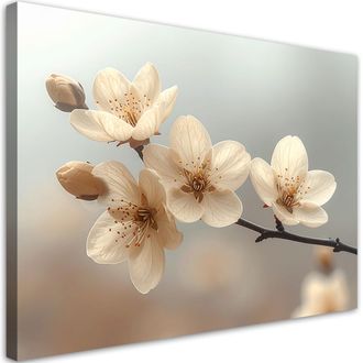 Feeby Cuadro Sobre Lienzo Magnolias Crema En Una Rom&aacute;ntica Composici&oacute;n Vintage 100x70