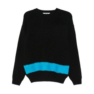 Msgm Round-neck Knitwear, male, Black, Size: XL Maglia Knitwear