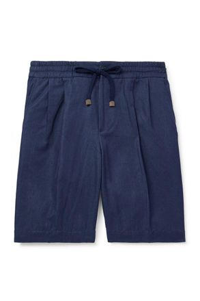 Slowear Venezia 1951 Straight-Leg Cotton and Linen-Blend Twill Drawstring Bermuda Shorts