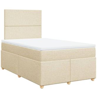 vidaXL Cama Box Spring Con Colch&oacute;n Tela Color Crema 120x200 Cm Vidaxl