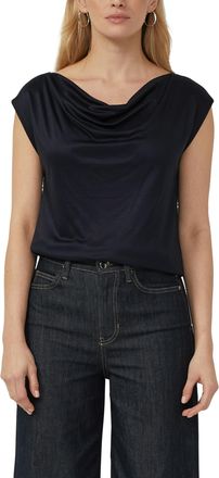 s.Oliver Black Label Wasserfallshirt S.OLIVER BLACK LABEL, Damen, Gr. 34, navy, Web, Obermaterial: 100% Viskose, unifarben, normal h&uuml;ftbedeckend, Wasserfallausschnitt, Shi
