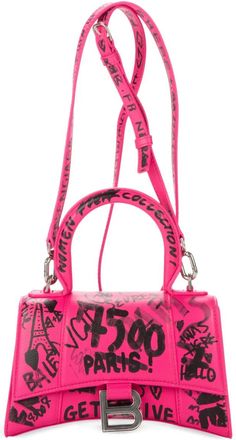 Balenciaga Borsa mini XS Hourglass con manico - Rosa