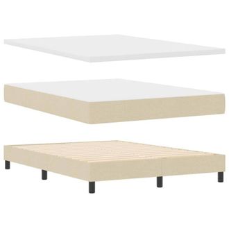 vidaXL Box Spring Bed with Mattress Cream 160 x 200 cm Fabric vidaXL