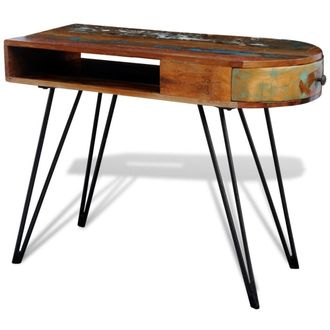 Berkfield Home Reclaimed Solid Wood Desk with Iron Pin Legs
