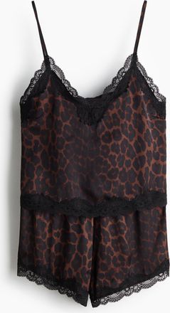 H&M Nachtw&auml;sche aus Satin mit Spitzenbesatz - Beige