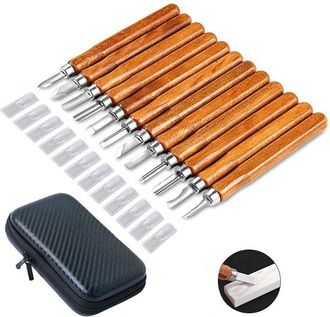OEM Juego De 12 Cuchillos Para Tallar Corcho - Cuchillo Para Tallar Imitaci&oacute;n Caoba - Juego Para Tallar Madera - Juego De Cuchillos Para Tallar Arte
