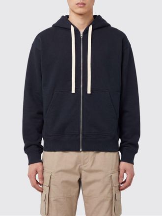 Jil Sander Felpa con cappuccio e zip in puro cotone bicolore