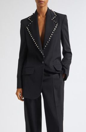 Stella McCartney Embellished Wool Blazer in Black at Nordstrom, Size 38