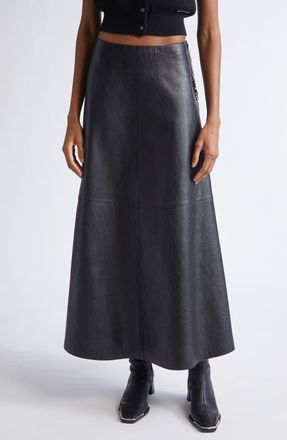 Alexander Wang Chain Zip Leather Skirt in Black at Nordstrom, Size 10
