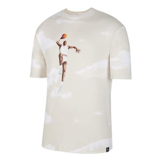 Nike Jordan Mens Air Jordan Casual Printing Round Neck Pullover Short Sleeve Sail White T-Shirt DM1437-133
