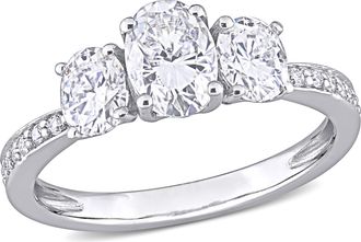 Mimi & Max 1 4/5ct DEW Oval Created Moissanite 3-Stone Engagement Ring 10k White Gold