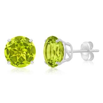 MAX + STONE 14k White Gold 9mm Round Cut Gemstone Stud Earrings