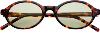 Freyrs Eyewear Zoe Small Oval Sunglasses in Tortoise/light Green at Nordstrom