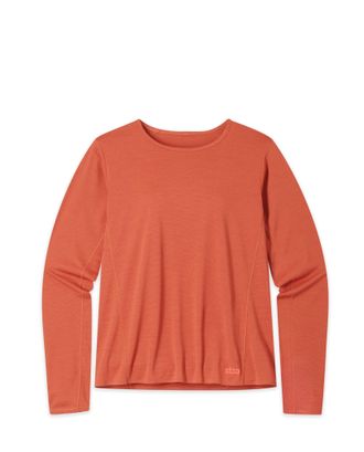 Stio | Womens Lucent Tee Shirt Long Sleeve, Size Extra Small in Hot Sauce