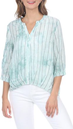Rain + Rose Striped Tie Dye Top in Aqua at Nordstrom Rack, Size X-Large