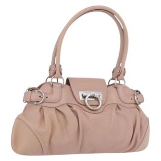 Ferragamo Pre-owned Handbags, female, Pink, Size: ONE SIZE Pre-owned Leather Handbag