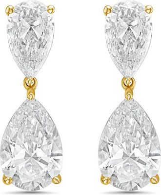 Diana M. Jewels 14KW YG 15.00 Ct TW of Lab grown pear shape diamond drop earrings